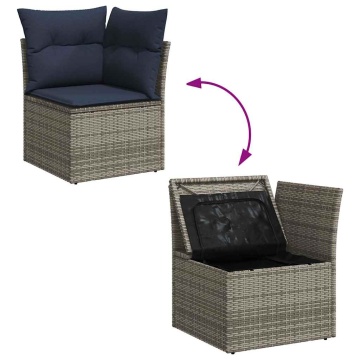 Set mobilier grădină cu perne, 6 piese, gri, poliratan - Img 6