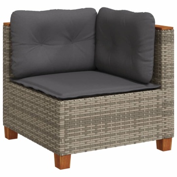 Set mobilier grădină cu perne, 6 piese, gri, poliratan - Img 3
