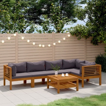 Set mobilier grădină cu perne, 6 piese, lemn masiv acacia - Img 1