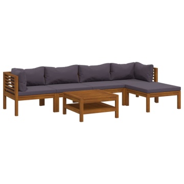 Set mobilier grădină cu perne, 6 piese, lemn masiv acacia - Img 2