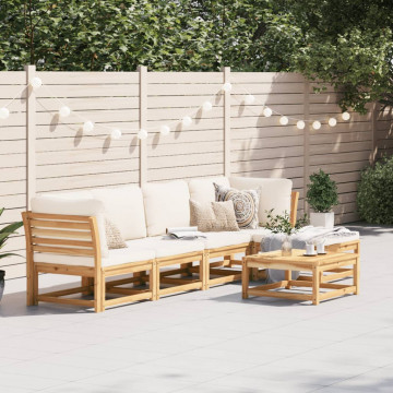 Set mobilier grădină cu perne, 6 piese, lemn masiv acacia - Img 1