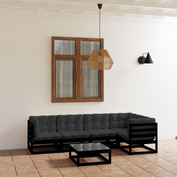 Set mobilier grădină cu perne, 6 piese, lemn masiv pin - Img 1