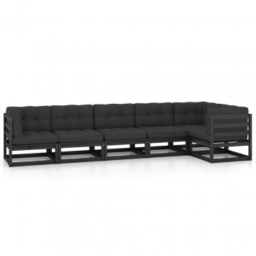 Set mobilier grădină cu perne, 6 piese, lemn masiv pin - Img 2