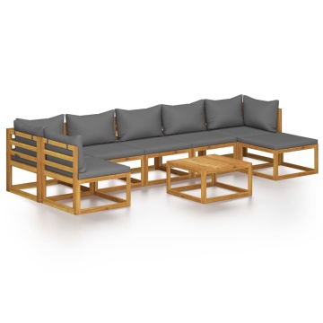 Set mobilier grădină cu perne, 8 piese, lemn masiv acacia - Img 2
