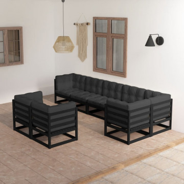 Set mobilier grădină cu perne, 8 piese, lemn masiv pin - Img 1