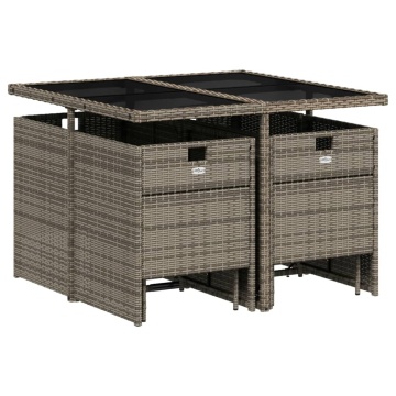 Set mobilier grădină cu perne, 9 piese, gri, poliratan - Img 3