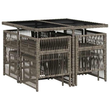 Set mobilier grădină cu perne, 9 piese, gri, poliratan - Img 3