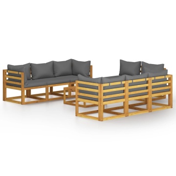 Set mobilier grădină cu perne, 9 piese, lemn masiv acacia - Img 2