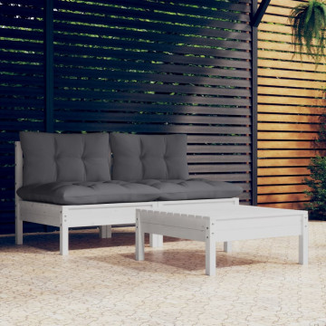 Set mobilier grădină cu perne, antracit, 3 piese, lemn de pin - Img 1