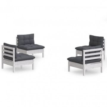 Set mobilier grădină cu perne antracit, 4 piese, lemn de pin - Img 2