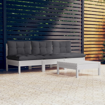 Set mobilier grădină cu perne antracit, 4 piese, lemn de pin - Img 1