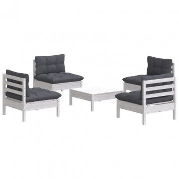 Set mobilier grădină cu perne antracit, 5 piese, lemn de pin - Img 3