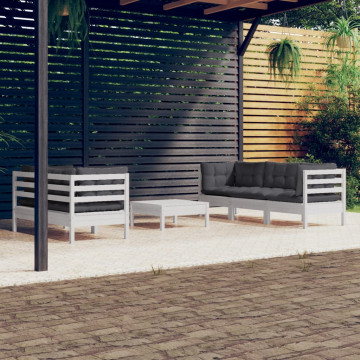 Set mobilier grădină cu perne antracit, 6 piese, lemn masiv pin - Img 1