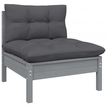 Set mobilier grădină cu perne antracit, 6 piese, lemn masiv pin - Img 4