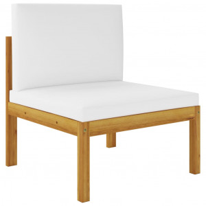 Set mobilier grădină cu perne, crem, 4 piese, lemn masiv acacia - Img 3