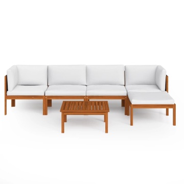 Set mobilier grădină cu perne, crem, 6 piese, lemn masiv acacia - Img 3