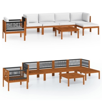 Set mobilier grădină cu perne crem, 7 piese, lemn masiv acacia - Img 2