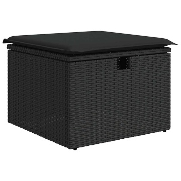 Set mobilier grădină perne 8 piese negru, poliratan/lemn acacia - Img 5
