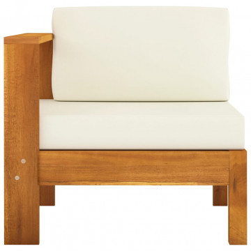 Set mobilier grădină perne alb crem, 5 piese, lemn masiv acacia - Img 5
