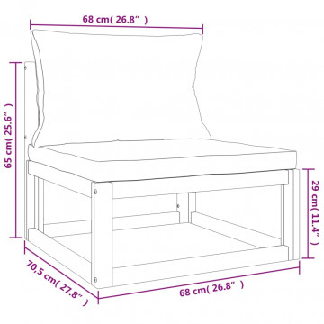 Set mobilier grădină, perne gri deschis, 6 piese, lemn masiv - Img 7