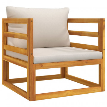 Set mobilier grădină, perne gri deschis, 7 piese, lemn masiv - Img 5