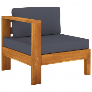 Set mobilier grădină perne gri închis, 7 piese, lemn acacia - Img 6