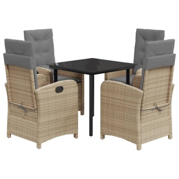 Set mobilier pentru grădină, 5 piese, cu perne, bej, poliratan - Img 2