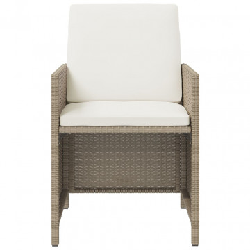 Set mobilier pentru grădină cu perne, 5 piese, bej, poliratan - Img 8
