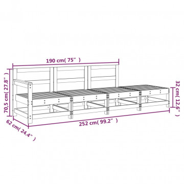 Set mobilier relaxare de grădină, 4 piese, gri, lemn masiv pin - Img 7