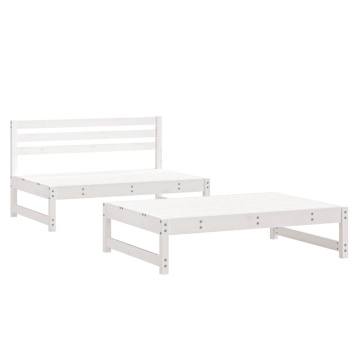 Set mobilier relaxare grădină, 2 piese, alb, lemn masiv de pin - Img 2