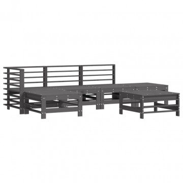 Set mobilier relaxare grădină&perne 6 piese gri lemn masiv pin - Img 3