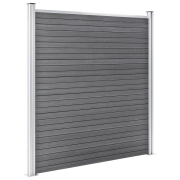 Set panouri gard, 2 pătrate + 1 oblic, gri, 446 x 186 cm, WPC - Img 8