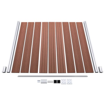 Set panouri gard, 5 pătrate + 1 oblic, maro, 965 x 186 cm, WPC - Img 7