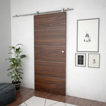 Set piese pentru ușă glisantă, argintiu, 183 cm oțel inoxidabil - Img 3
