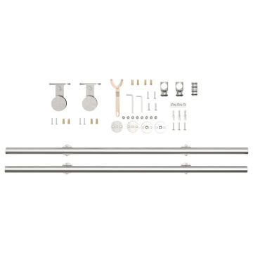 Set piese pentru ușă glisantă, argintiu, 200 cm oțel inoxidabil - Img 4