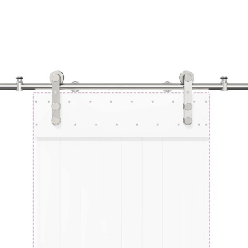 Set piese pentru ușă glisantă, argintiu, 200 cm oțel inoxidabil - Img 7