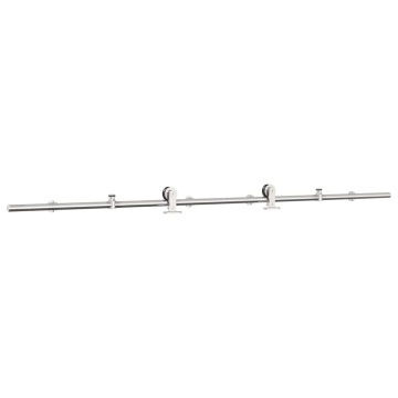 Set piese pentru ușă glisantă, argintiu, 200 cm oțel inoxidabil - Img 8