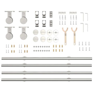 Set piese pentru ușă glisantă, argintiu, 200 cm oțel inoxidabil - Img 7
