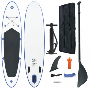 Set placă stand up paddle SUP surf gonflabilă, albastru și alb - Img 1