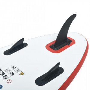 Set placă stand up paddle SUP surf gonflabilă, roșu și alb - Img 8