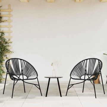 Set scaune de grădină 3 buc Poly Rattan negru - Img 1