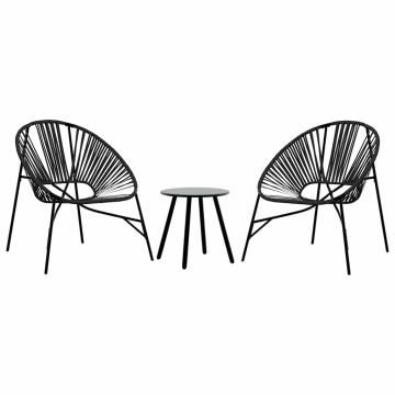 Set scaune de grădină 3 buc Poly Rattan negru - Img 2