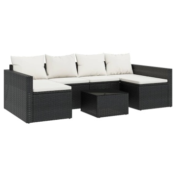 Set șezlonguri de grădină, 2 piese, cu perne, negru, poliratan - Img 2