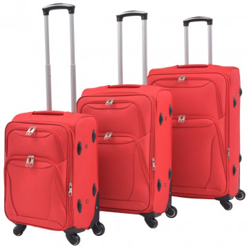 Set trolere din material textil, 3 piese, roșu - Img 1