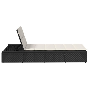 Sezlong cu pernă plutitoare Rattan poli negru - Img 6
