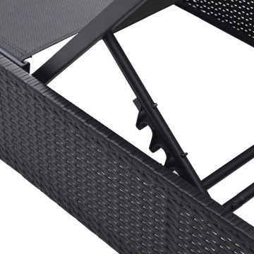 Şezlong Negru 60x200x27 cm Ratan Poly - Img 4