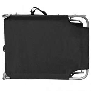 Șezlong pliabil cu copertină, negru, aluminiu - Img 4