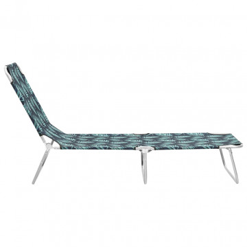Șezlong pliabil, oțel, model frunze, material textil - Img 3
