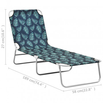 Șezlong pliabil, oțel, model frunze, material textil - Img 7