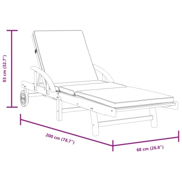 Șezlonguri 2 buc. cu perne 200x68x83 cm lemn masiv de acacia - Img 5